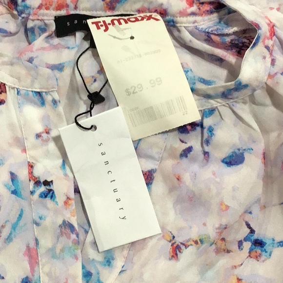 🆕 SANCTUARY Split Neck Top Batwing Long Sleeves Printed Oversized - Picture 11 of 11